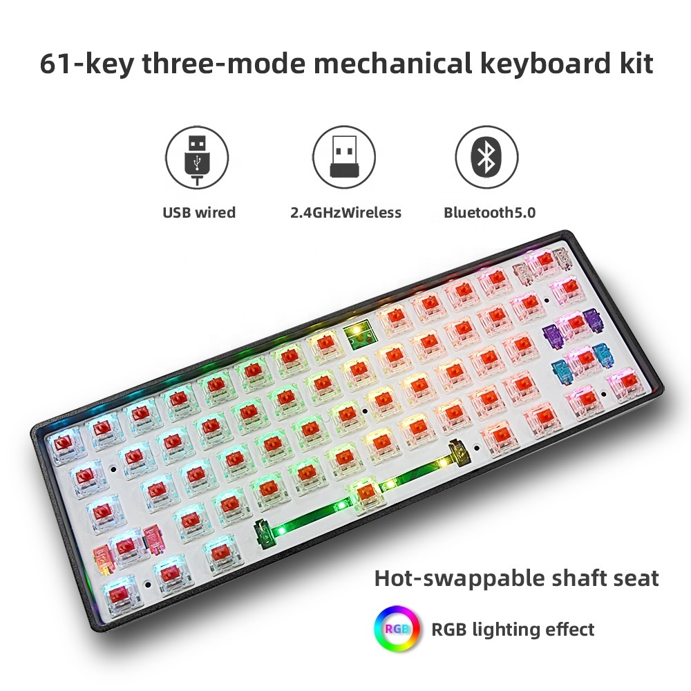 Ousaid keyboard DK61S DIY wireless hotswappable Gateron optical switch 60% slim red switch rgb gaming mechanical