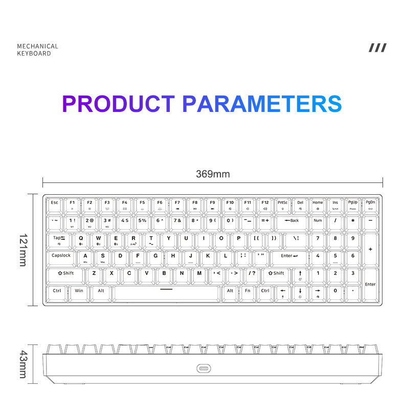 OUSAID DK100  RGB Wireless Mechanical Keyboard DIY Gamer Gaming Keyboard PBT ABS Keycaps  red switch