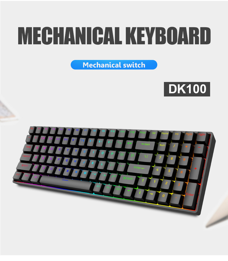 OUSAID DK100  RGB Wireless Mechanical Keyboard DIY Gamer Gaming Keyboard PBT ABS Keycaps  red switch