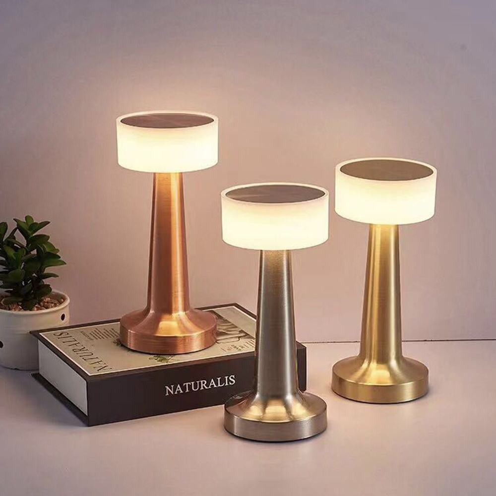 Manufacture dimmable portable minimalist rose gold lamp rechargeable light desk