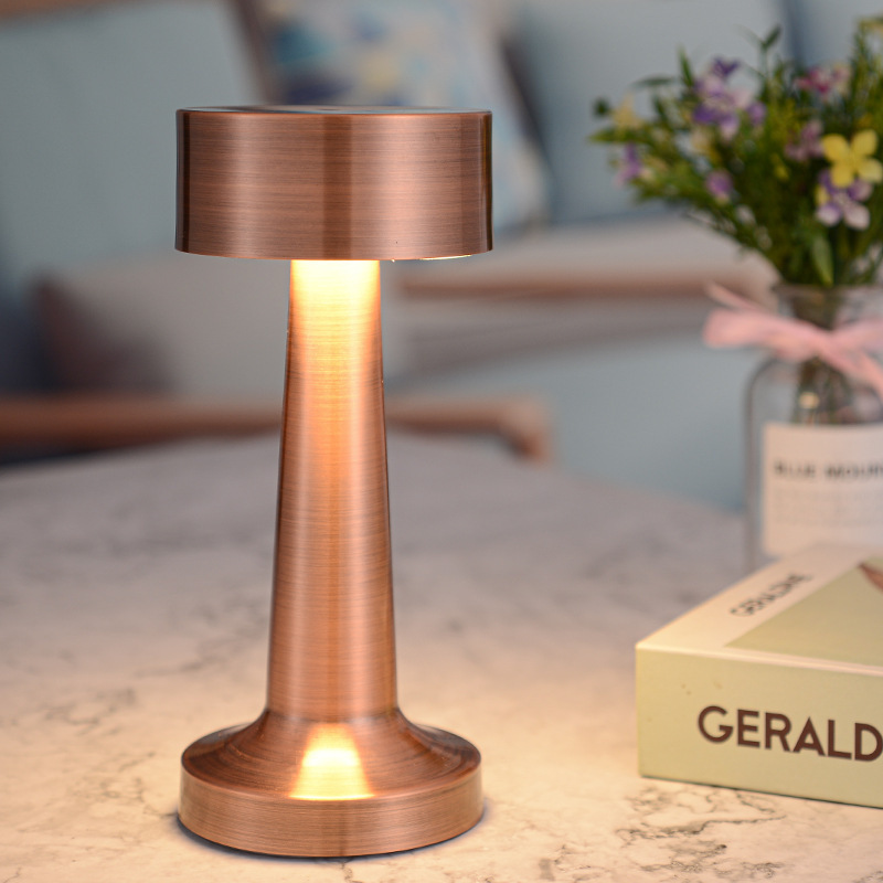 Manufacture dimmable portable minimalist rose gold lamp rechargeable light desk