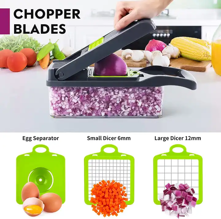 Wholesale 18 in 1 fruit vegetable chopper tools Onion garlic press utensils kitchen gadgets accessories mandoline cheese grater