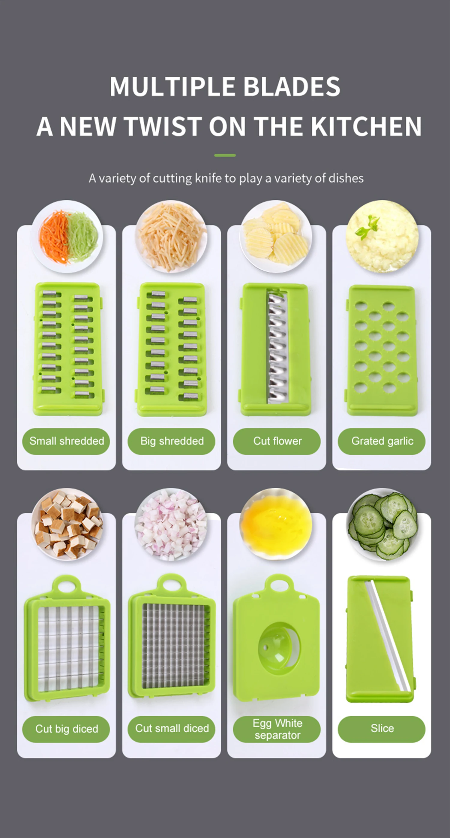 Wholesale 18 in 1 fruit vegetable chopper tools Onion garlic press utensils kitchen gadgets accessories mandoline cheese grater