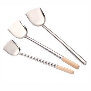 Best-selling restaurant stainless steel cooking tools  with wooden handle spatula