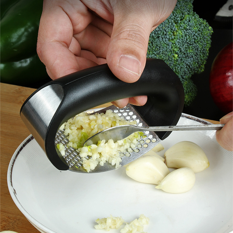 Amazon handheld food grade stainless steel  garlic chopper tools ginger crusher  garlic press