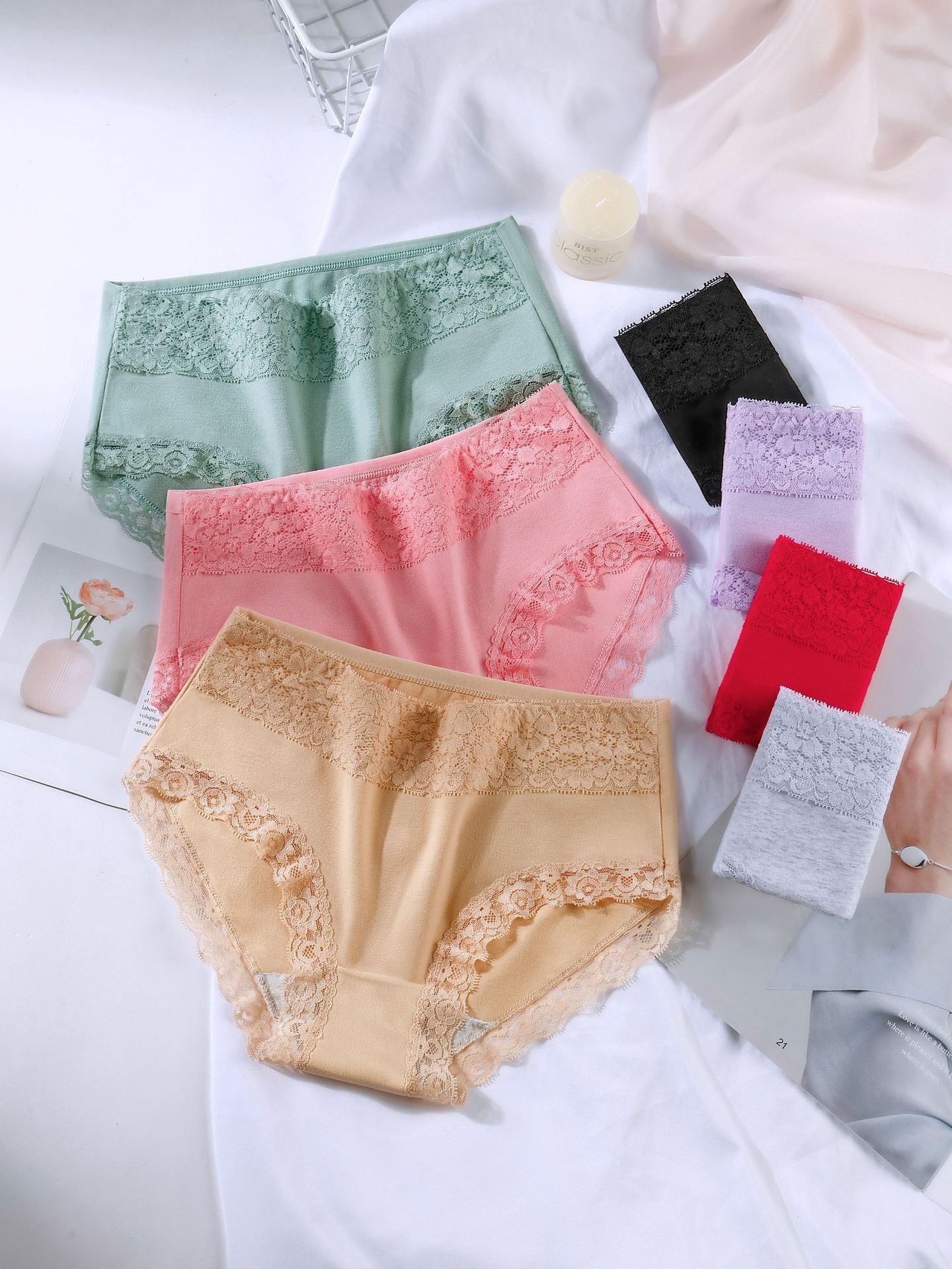 Customized Girls Underwear young girls lace breathable mid waist cotton lace black panty pictures of lace panties bulk