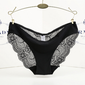 Seamless stain Silk Transparent Female Panties black lace mature ladies sexy underwear sexy tong panties images