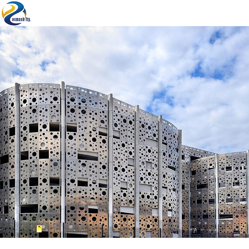 Easy Installation Materials Curtain Wall Decorative Metal Panels Perforated Facade Panel