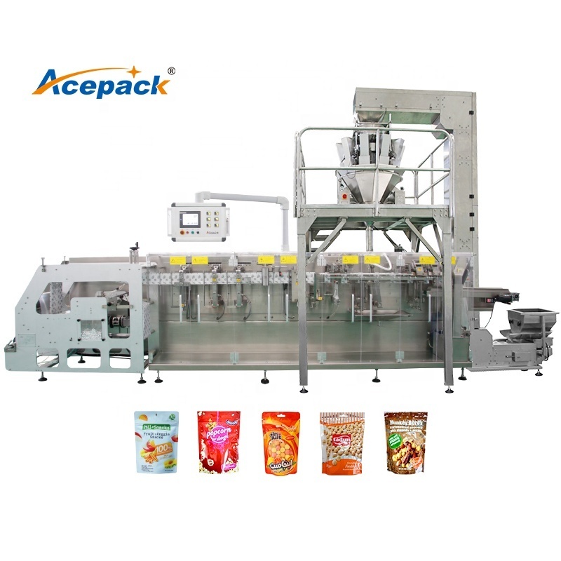 Flexible Zipper Bag Forming Filling Sunflower Seeds Cachew Nuts Beans Weighing Automatic Pouch Packing Machine