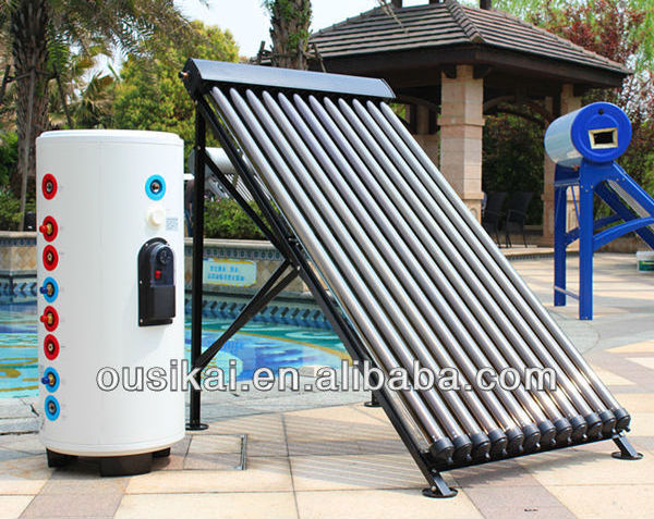 20 tubes Split pressurized Portable heat pipe solar water heater 200 liter rooftop