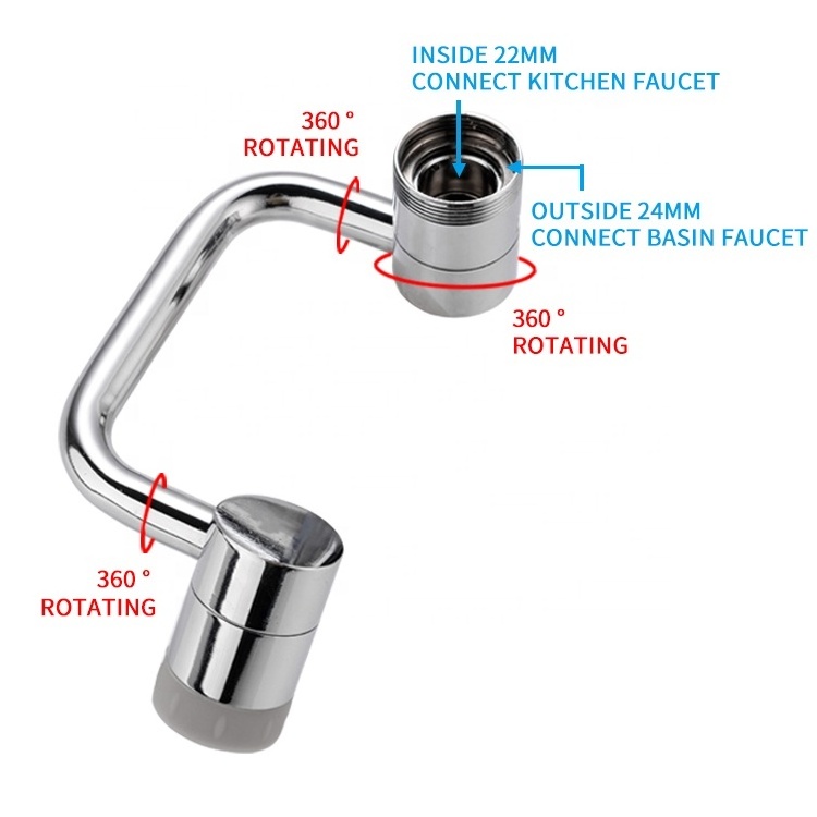 Wholesale 1080 Degree Robotic Arm Universal Rotating Faucet rotation Convenient Splash-proof Extender Mouthwash Bathroom Faucet