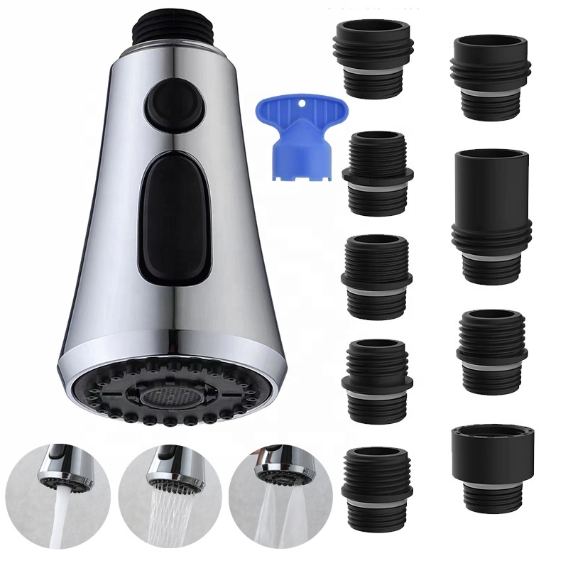 Pull Down Kitchen Spray Head with 9 Adapters kitchen faucet sprayer head replacement for kitchen sink