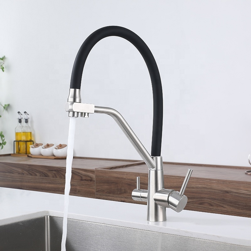 Factory sale SUS304 kitchen faucets double handle 3 Way Water Purifier Kitchen Faucet kitchen taps with Drinking Water