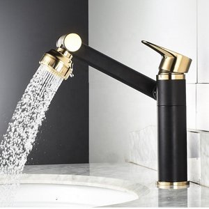 white brass universal rotating bathroom basin faucet single hole bathroom mixer taps Robot arm universal basin water tap gold