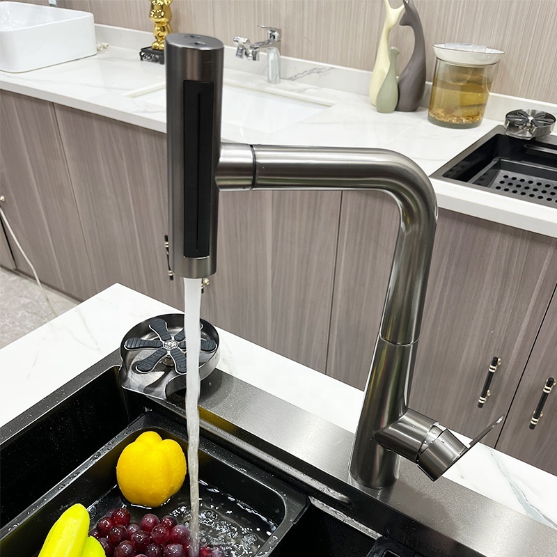 2024 new style multifunctional pull out kitchen faucet gun grey 304 stainless steel sink mixers kitchen sink faucets with spray