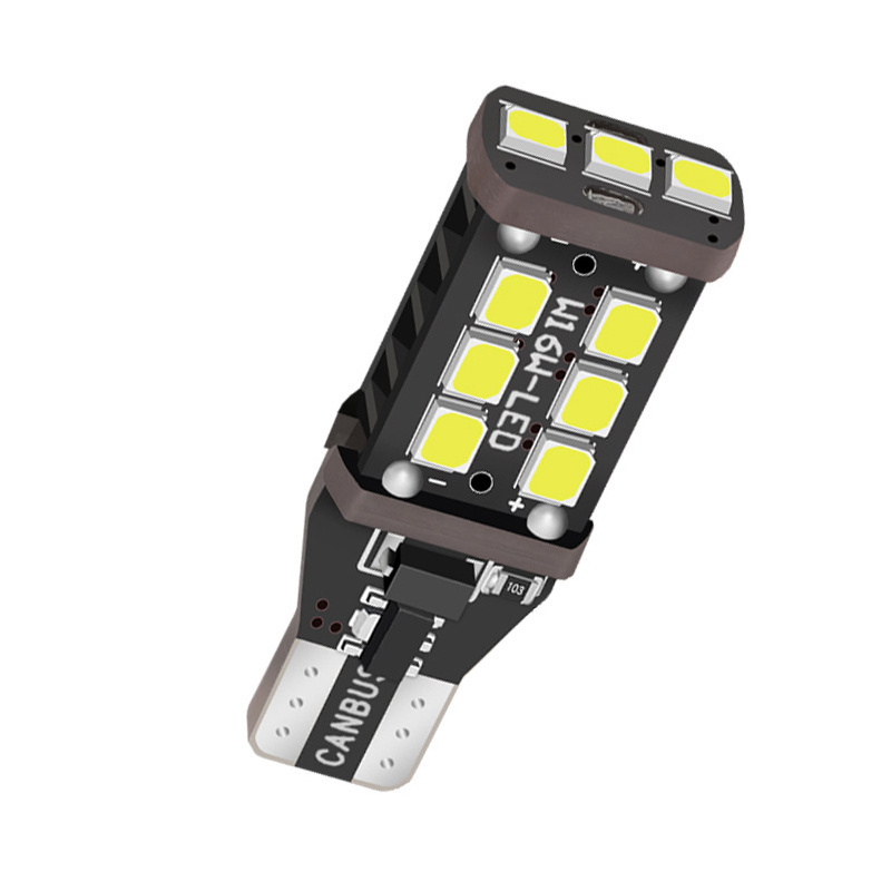 T15 Car Automotive LED Reversing Light Bulbs DC12V 600LM 4.5W 2835*15SMD Polarity Free High Brightness W16W No Error Canbus Free