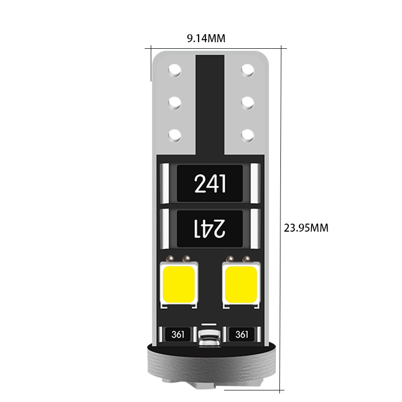 Hot Sale T10-06 Car Light Bulb 1.9W 190LM 3528* 8SMD LED Chip No Polarity White Color Canbus Free W5W W3W 192 Factory Directly