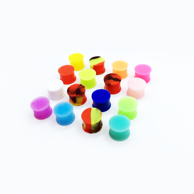 Colorful Solid Silicone Ear Flesh Tunnels Saddle Stretching Kit Ear Plugs Gauges Body Piercing Jewelry