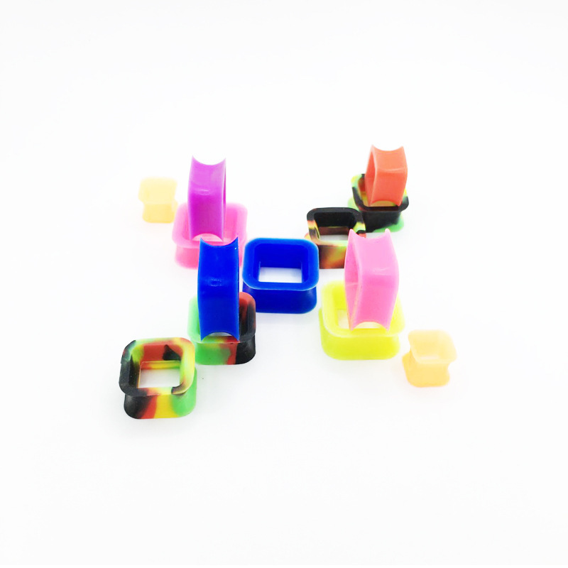 Body Piercing Jewelry Square Silicone Flexible Double Flared Flesh Tunnel Ear Plugs Ear Gauge Expander Stretcher