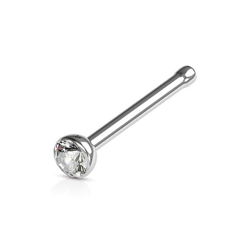 L-Shape G23 Titanium CZ Nose Screw Stud Nose Body Piercing Jewellery