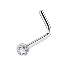 L-Shape G23 Titanium CZ Nose Screw Stud Nose Body Piercing Jewellery