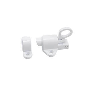 Factory Price Zinc Alloy Self-closing Automatic Latch Window Gate Security Latch Lock Pull Ring Spring Bounce Door White Bolt