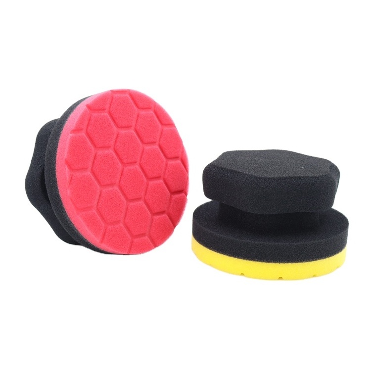 Popular Custom Logo Black Tire Dressing Applicator Car Tire Sponge Hexagon Car Sponge Pad Car Waxing Polish Foam Sponge