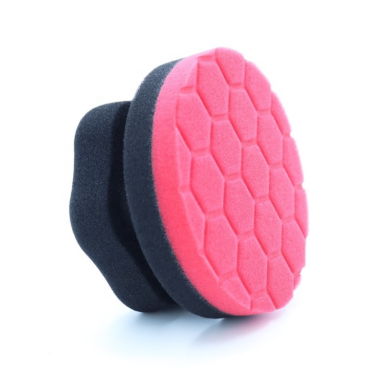 Popular Custom Logo Black Tire Dressing Applicator Car Tire Sponge Hexagon Car Sponge Pad Car Waxing Polish Foam Sponge