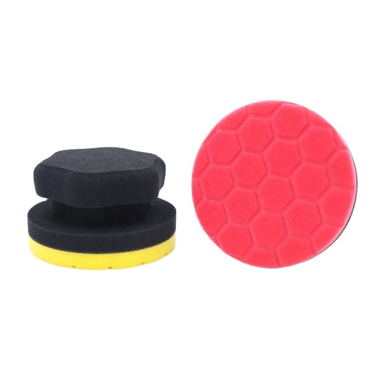 Popular Custom Logo Black Tire Dressing Applicator Car Tire Sponge Hexagon Car Sponge Pad Car Waxing Polish Foam Sponge