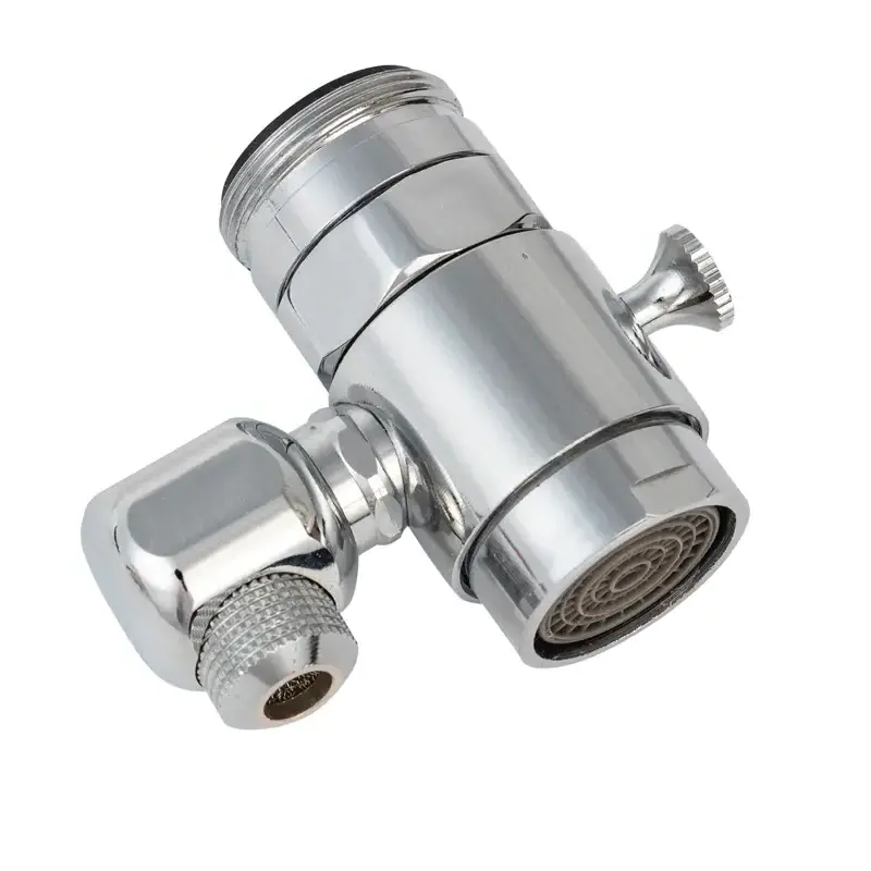 Brass Faucet Diverter Valve with Aerator 3 Way Faucet Splitter with Male Thread Adapter