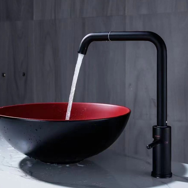 Hot Sale Multifunctional Pull Black Automatic Tub Old Fashion Restaurant Sink Alloy Basin Faucet