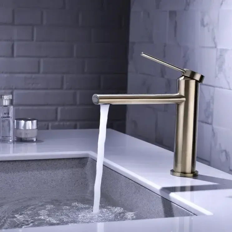 Hot Sale Single Hole Copper Brass Ceramic Faucet Gray Handwheel Handle Hot And Cold Bathroom Basin Faucet