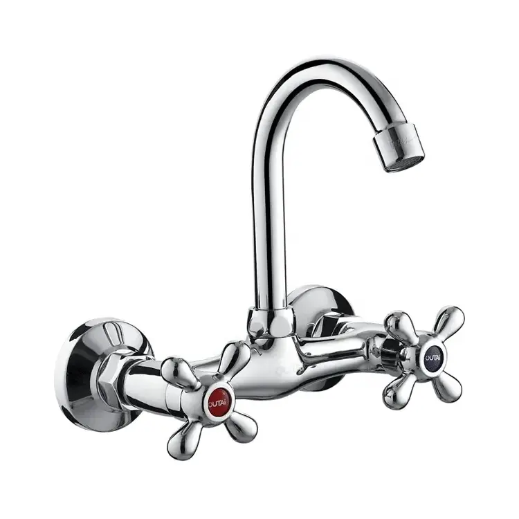 Pull Out Hot and Cold Water Tap Wall mounted Solid Brass Chrome nsf 61-9 Kitchen Sink Stainless Steel Mixer Faucet Parts