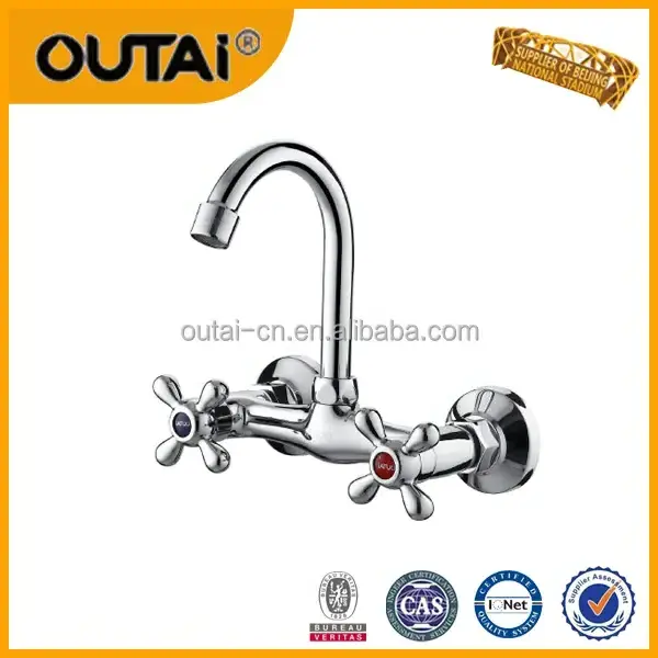 Pull Out Hot and Cold Water Tap Wall mounted Solid Brass Chrome nsf 61-9 Kitchen Sink Stainless Steel Mixer Faucet Parts