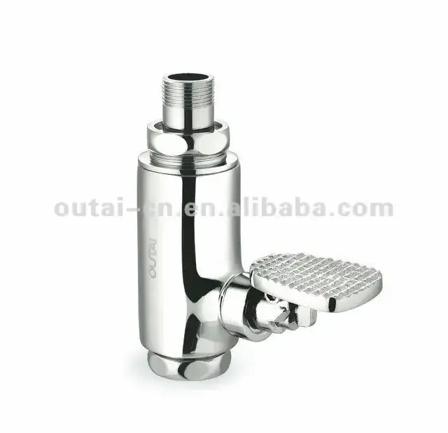 Bathroom accessory pressure foot pedal one piece self-closing toilet flush valve