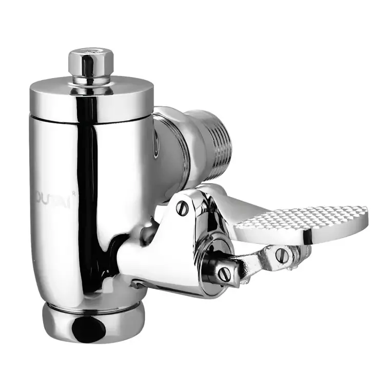 Bathroom accessory pressure foot pedal one piece self-closing toilet flush valve