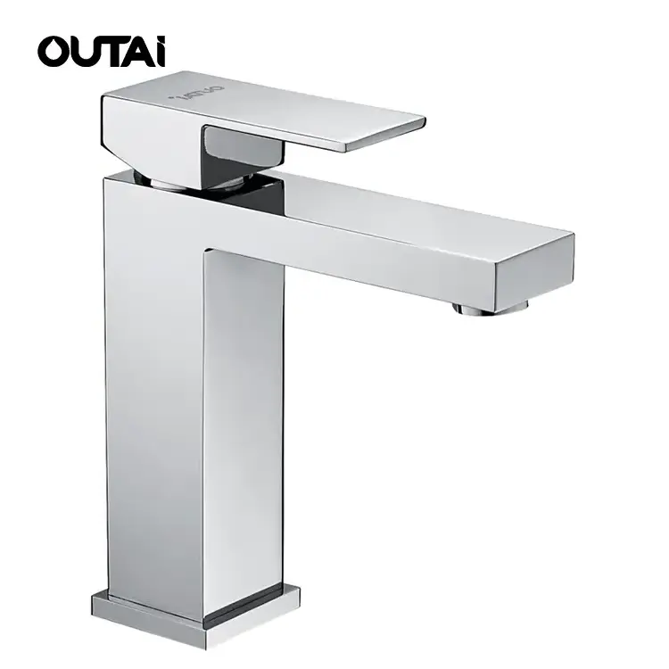 Custom design square type cold hot water bathroom basin faucet import