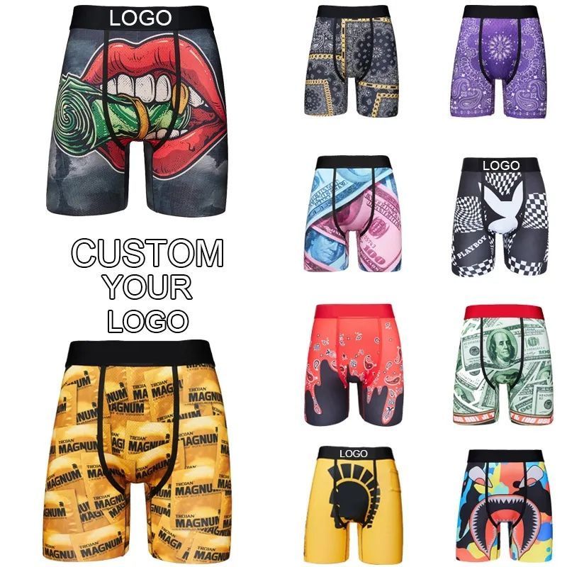 Mens Gym Shorts 2023 New Trendy Style 3d Printed Boxers Briefs Man Underwear Swimsuits Briefs For Mens Long Leg Sports Shorts