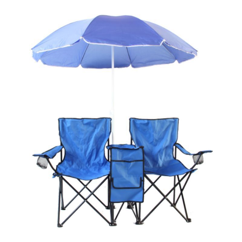 Outdoor Foldable Beach Chairs Backpack Custom Aluminum Portable Folding Double Camping Chair With Umbrella