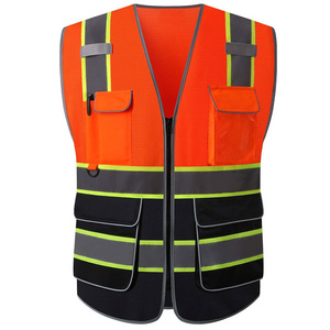 Custom Work Wear Colorful Breathable Safety Workwear Reflective Vest Outdoor Working Wear Vest with Pockets