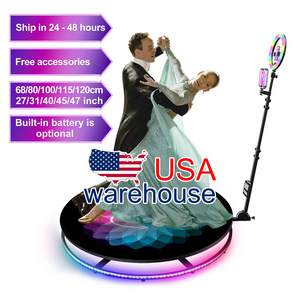 USA WAREHOUSE Automatic Spinning 360 Photo Booth Camera 360 Spin Photo Booth Rotating Stand With Ring Light