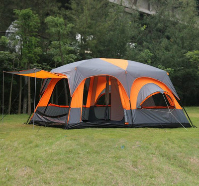 Family Camping large-scale tent 2 bedroom 1 living room camping rain-proof sunscreen ventilation multi-person outdoor tent