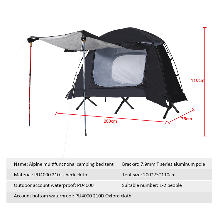 Hot sale lightweight waterproof outdoor camping bed tent cot Anti UV folding off ground sleeping bed tent