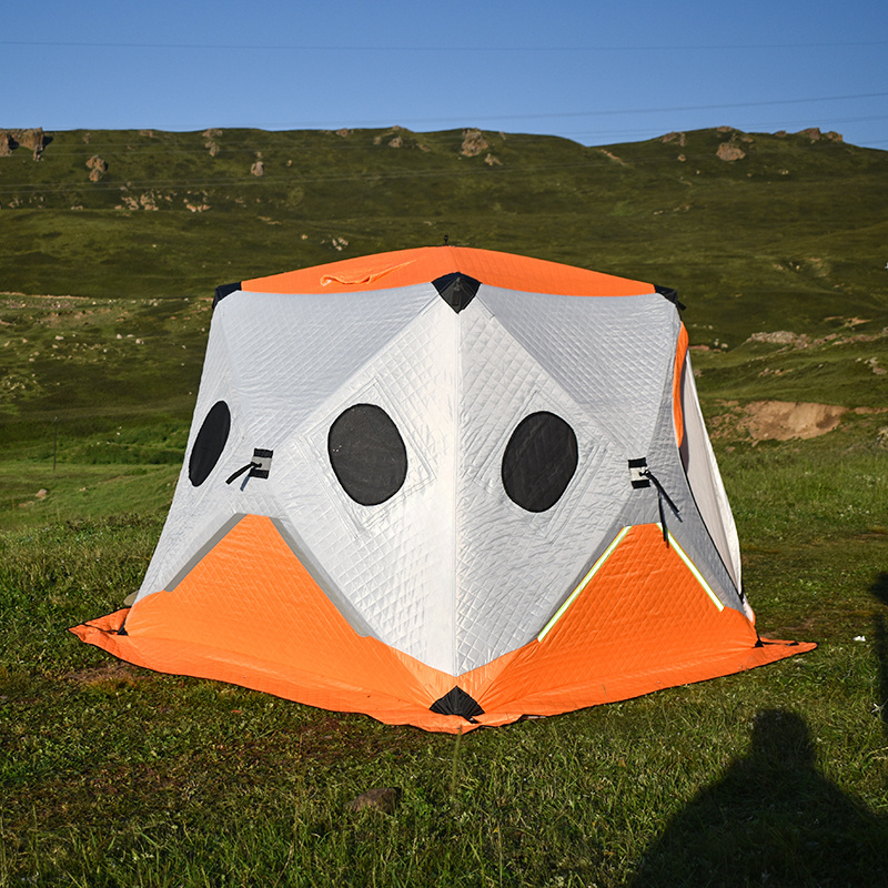 Easy set up portable waterproof quilted automatic pop up carp cube insulated ice winter camping fishing shelter tent