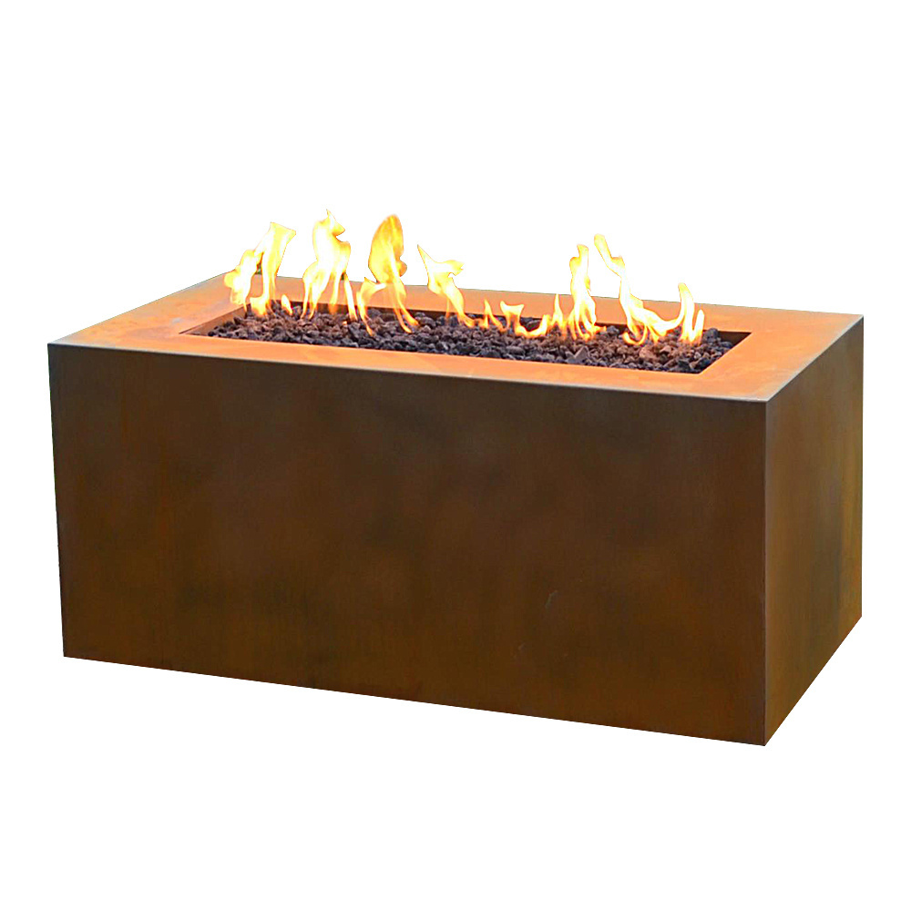 Corten Steel Outdoor Garden Fire Pit with Wooden Burning Feature Elegant Chimeneas Design