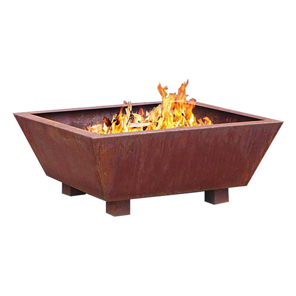 Corten Steel Outdoor Garden Fire Pit with Wooden Burning Feature Elegant Chimeneas Design