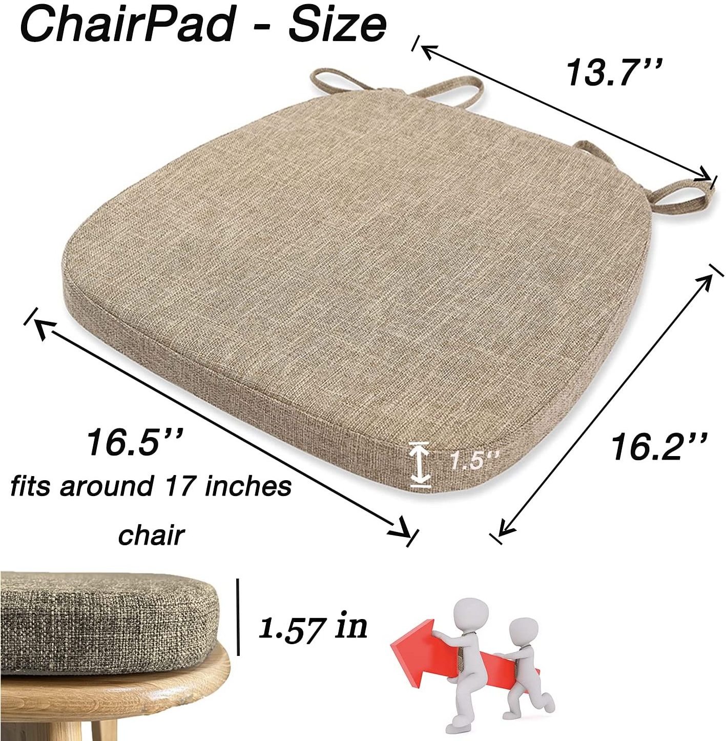 Chair Cushion with Ties for Dining Chairs Foam Non Slip Kitchen Chair Pad and Dining Seat Cushion for Home Indoor