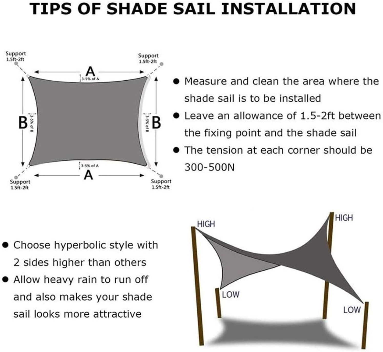 Triangle Sun Shade Sail Canopy, 185 GSM Permeable Shade Cloth, 16'X16'X16' UV Block Awning for Patio Outdoor Backyard Garden