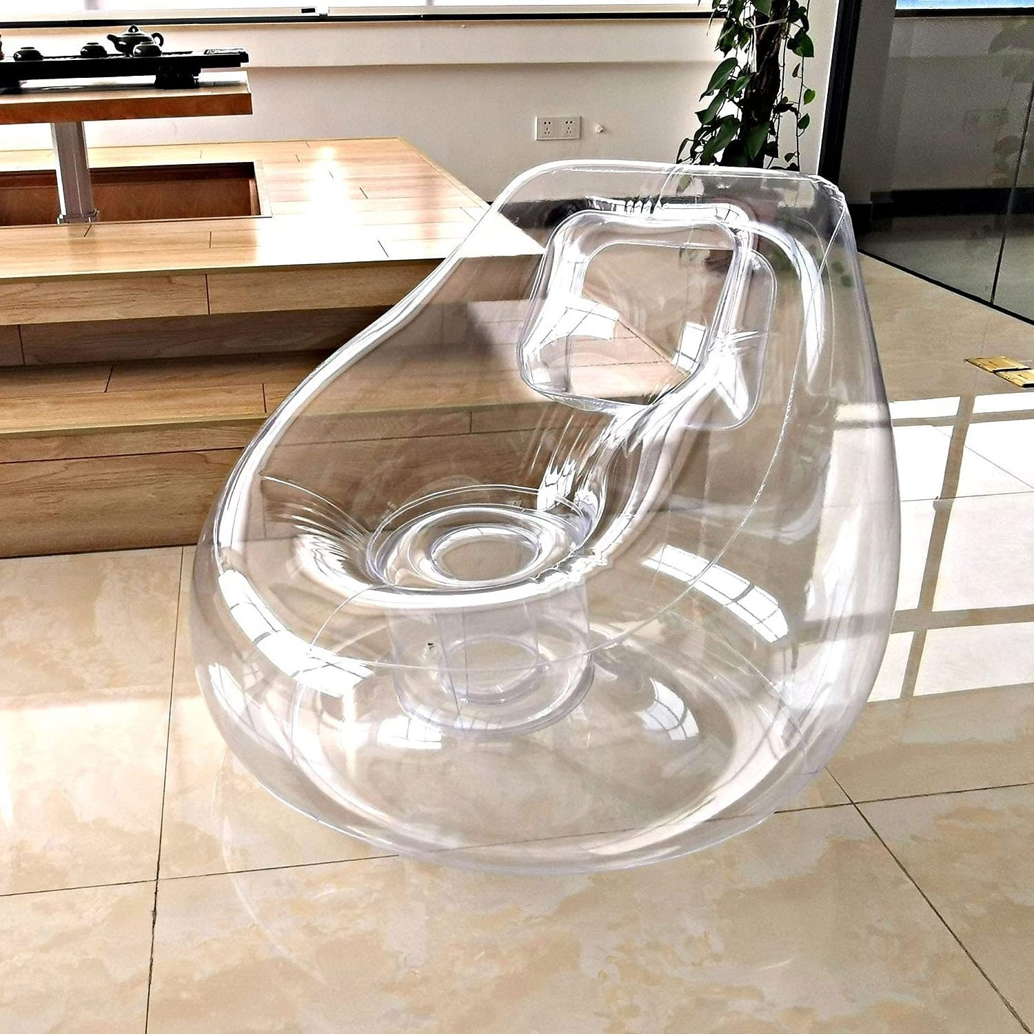 Transparent Inflatable Couch Chair Sofa Camping Furniture Blow Up Couch Bean Bag Lazy Sofa Chair for Home/Office/Outdoor/Travel