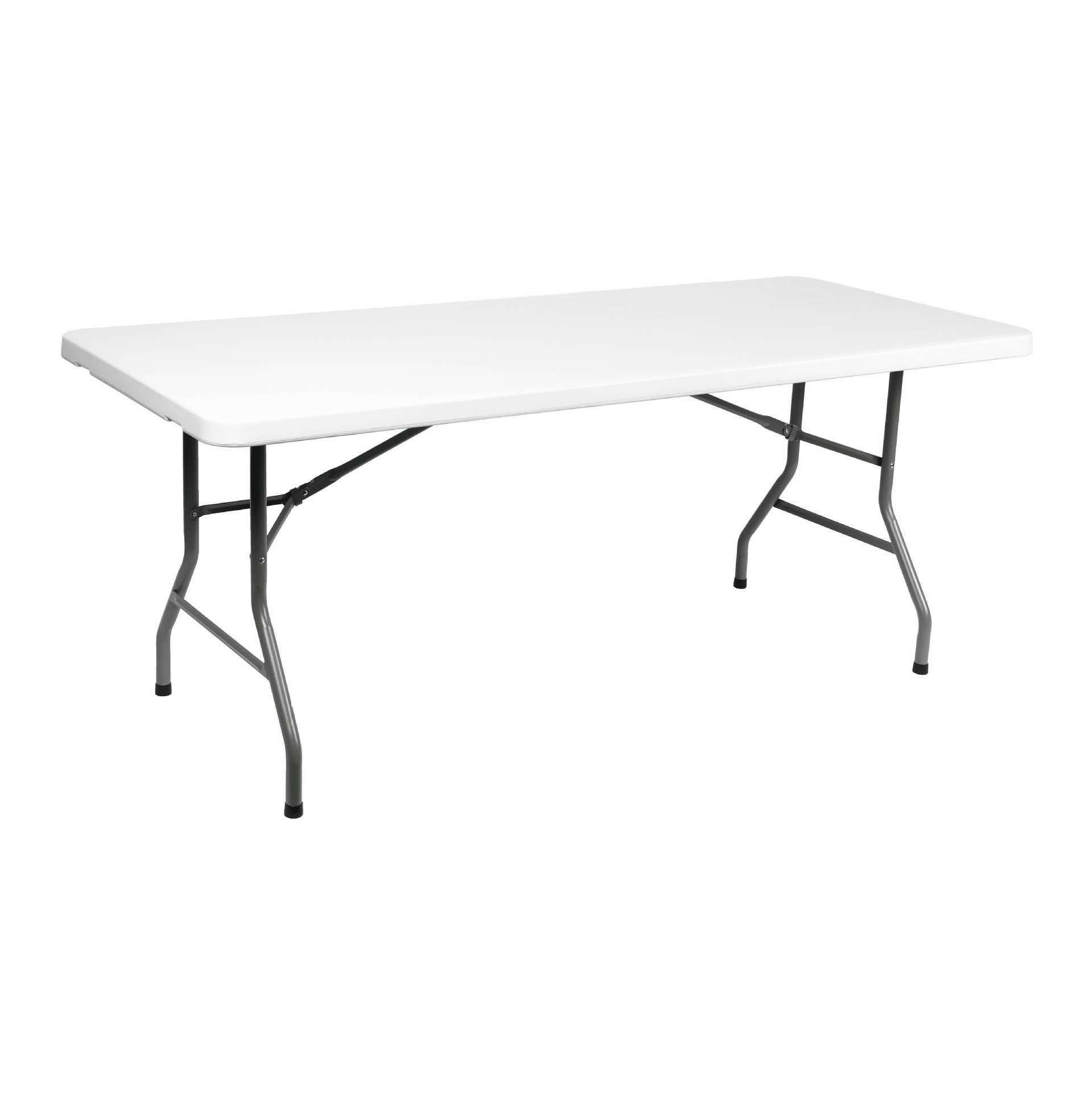 Hot selling white simple portable outdoor picnic folding table and chair set, one 6ft folding table with 4 folding chair